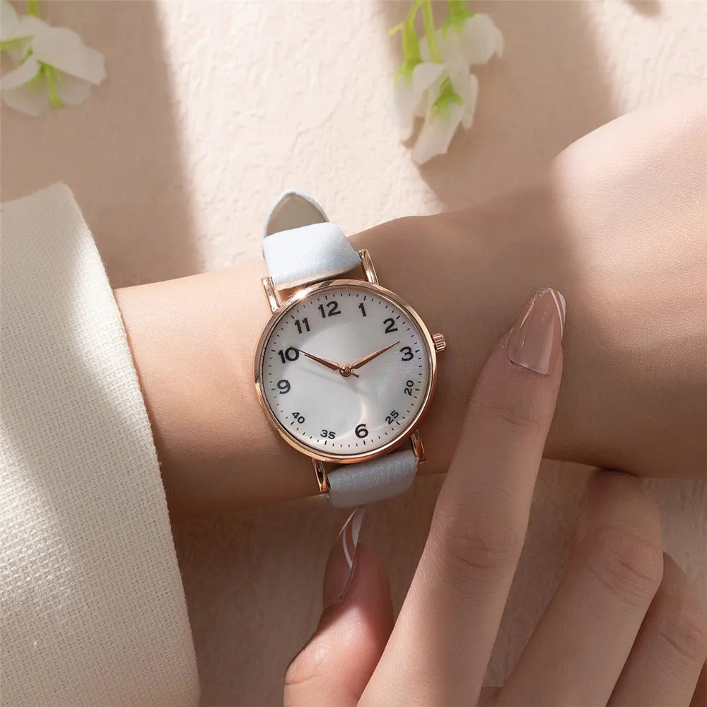 Women Watch Fashion Ladies Brand Watches Simple Round Digital Hand Women Quartz Watch Casual Leather Strap Clock Gift Wristwatches