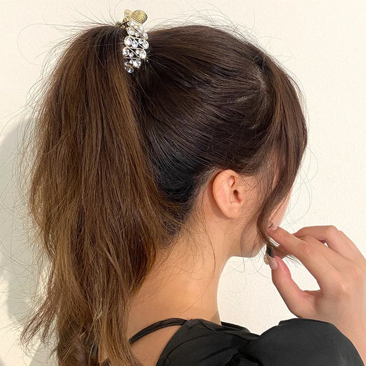 Elegant Look Trendy Pearl Rhinestone Hair Claws Girl Luxury High Ponytail Clip Fixed Hairpin Claw Clip Woman Headwear Hair Accessories Gifts