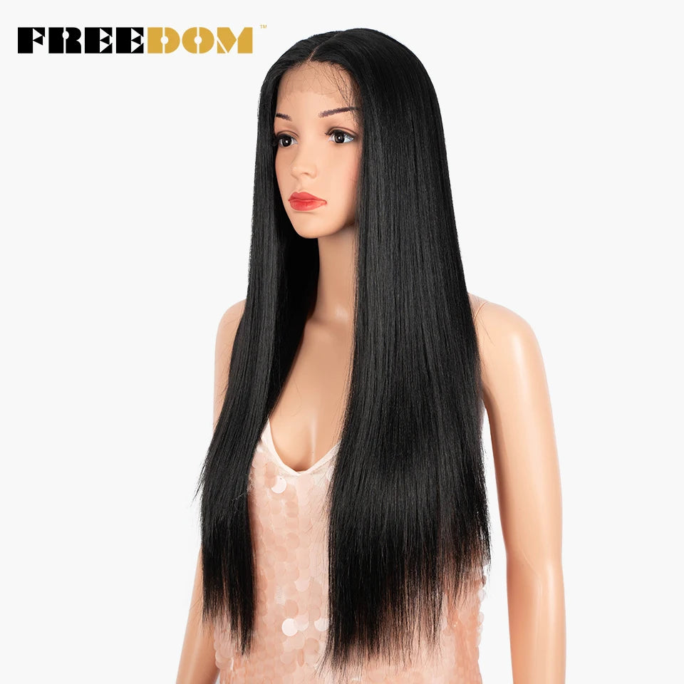 Hair Extensions and Wigs
FREEDOM Synthetic Lace Front Wig 28 Inch Long Straight Hair Wigs Soft Red Blonde Lace Front Wigs For Black Women Cosplay Wigs