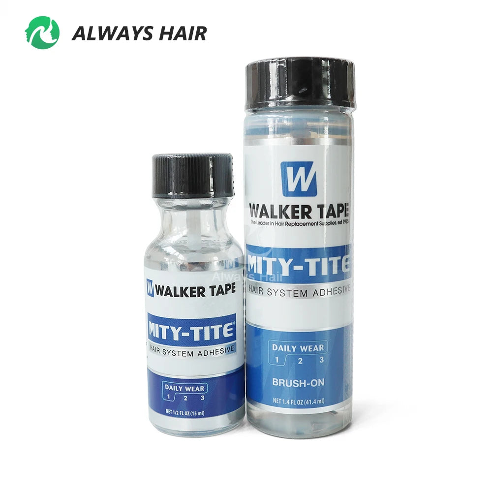 Hair Extensions and Wigs
0.5oz 1.4oz MITY-TITE Most Popular Liquid Adhesive For Touch- ups Hair System Walker Toupee Hair Lace Wig Glue Brush On