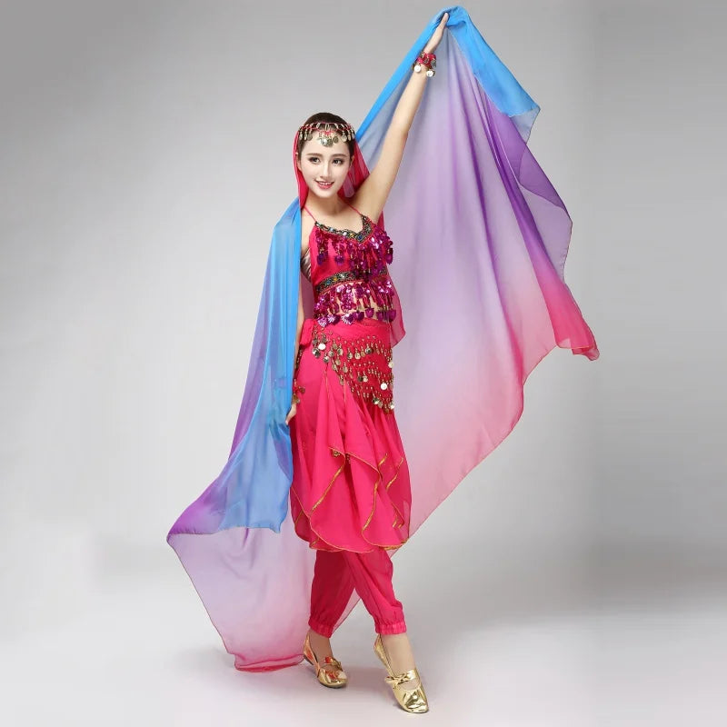 dancers  
Women Simulation Silk Belly Dance Veils Dancing Hand Scarves Gradual Color Hip Scarf