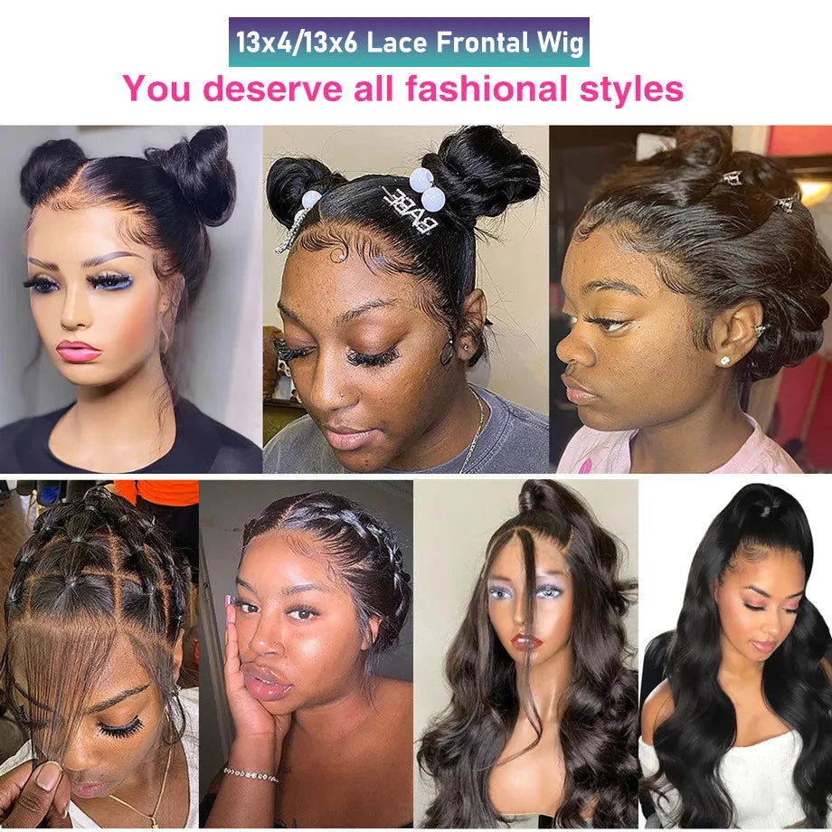 Hair Extensions and Wigs
13x4 13x6 Lace Front Human Hair Wigs 100% Body Wave Transparent Lace Frontal Wigs Human Hair Full Lace Closure Brazilian Hair