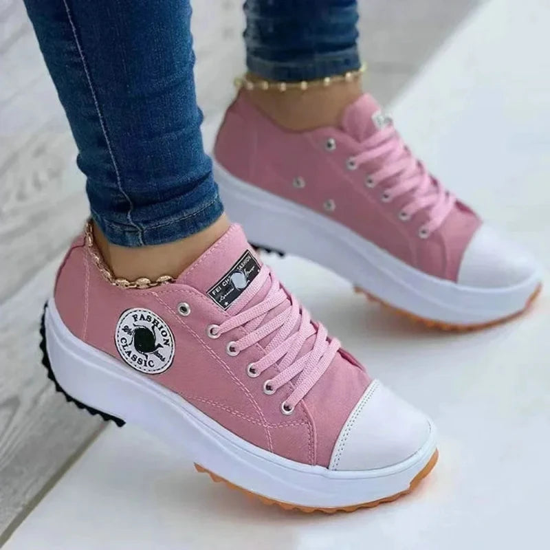 canvas shoes  Sneakers Fashion Platform Women Casual shoes High Quality Lace-Up Feamle Tennis Shoes 35-43