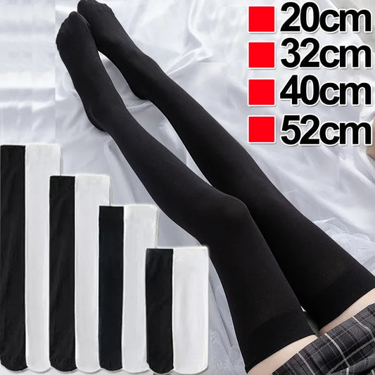 Stockings 
4Size Sexy Black White Soild Color Long Socks Women Over Knee Thigh High Over The Knee Stockings Lolita Ladies Girls Knee Socks