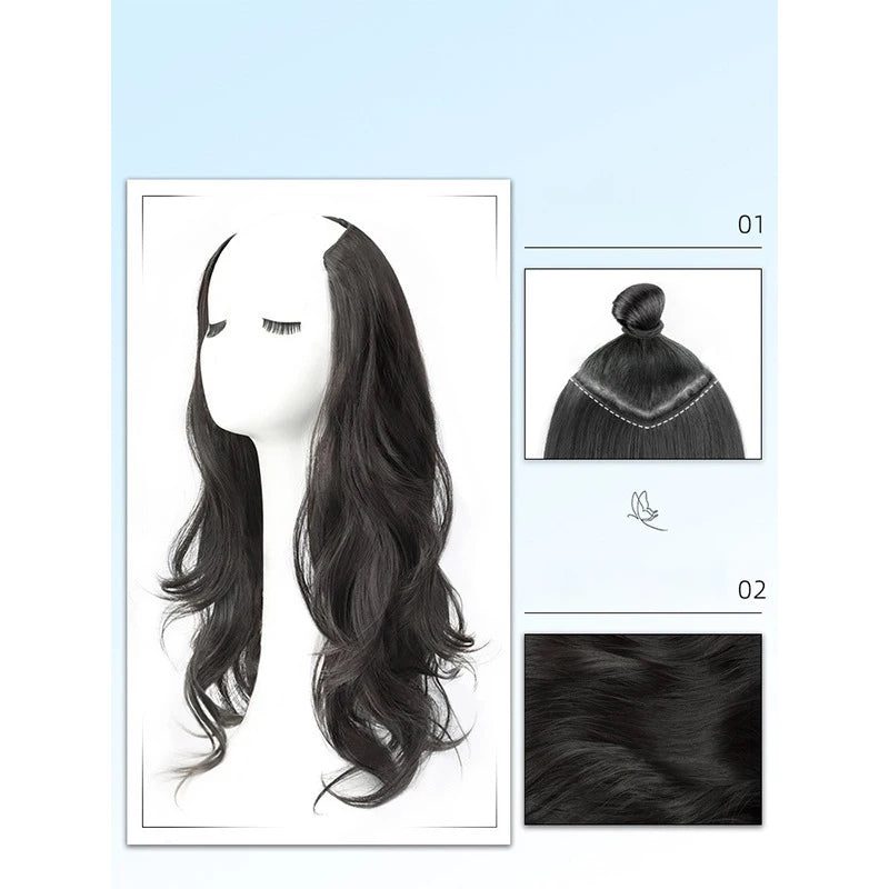 Hair Extensions and Wigs
Women Long Curly Invisible Seamless V-shaped Wig Simulated Increase Volume Fluffy High-level One-piece Hair Extension