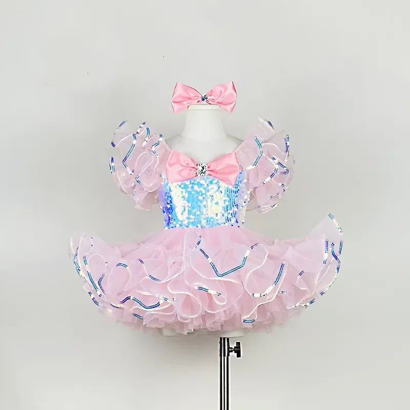 dancers  
Kids Ballroom Clothing Sequined Modern Dance Tutu Dress Girls Jazz Dance Costume Stage Wear Toddler Wedding Princess Dress