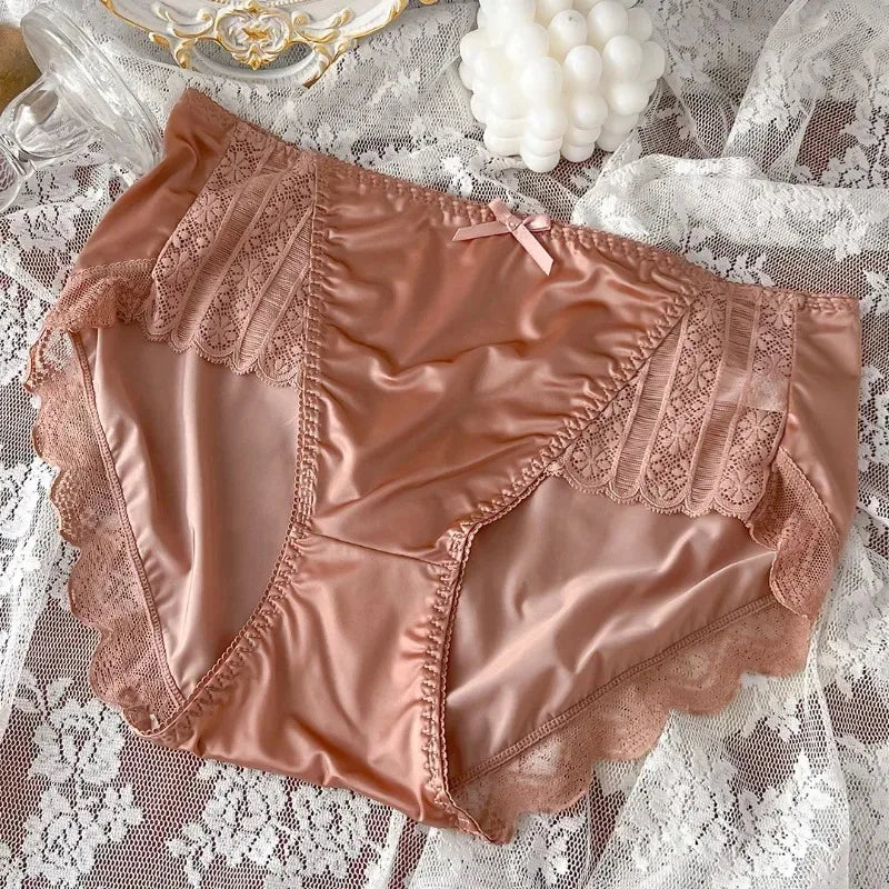 Panties
New Underwear for Women Satin Traceless Ice Silk Panties for Lady Breathable Sexy Pure Desire Panties Large Mid Waist M-XXL