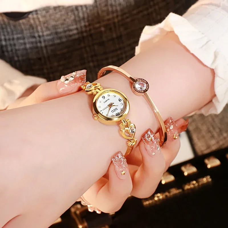 Women Watch Fashion Women Heart Bracelet Watch Rose Gold Quartz Watch Wristwatch Women Dress Casual Bracelet Watches Relogios Feminino