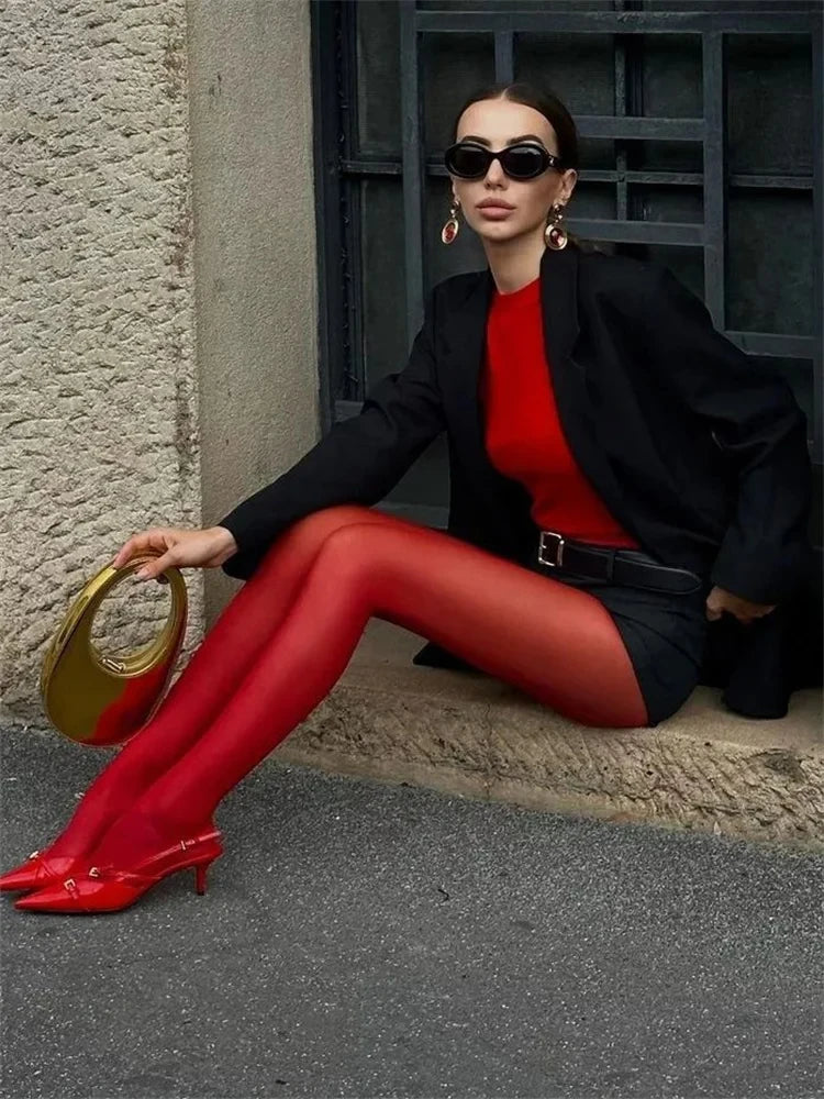 Tights 
New Red Pantyhose Female Year Red Socks Tights Women Stockings Slim Lingerie Anti-hook Silk Velvet Wedding Bride's Leggings ##