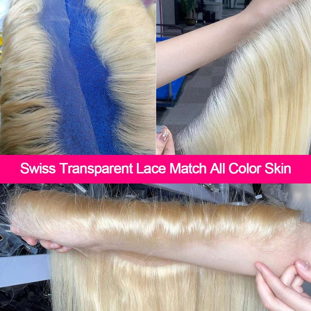 Hair Extensions and Wigs
Blonde 613 13x4 Lace Frontal Human Hair Straight Transparent Lace Front Closure Pre Plucked With Baby Hair Brazilian Remy Hair