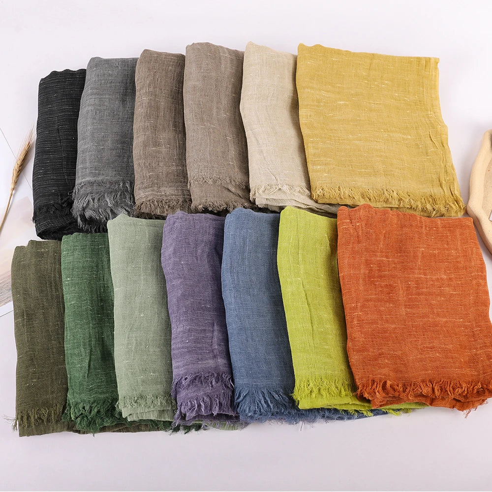 High Quality Fashion New Cotton Pashmina Plain Shawls Women Solid Color Scarf Wraps Scarves Kerchief Muslim Hijab Lady Autumn Winter Warm