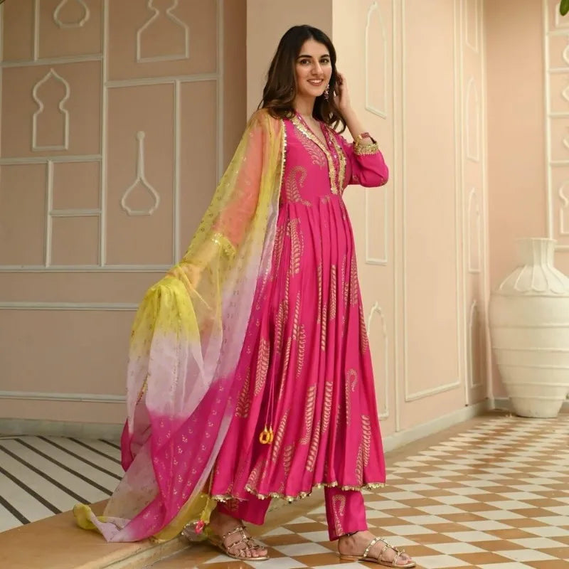 India and Pakistan Clothing 
Rayon Designer India Pakistan Pink Salwar Kameez Dress Party Suit Wedding