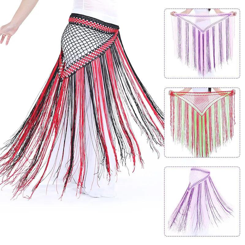 dancers  
Two-Color Argentine Style Triangle Scarf Shawl Belly Dance Costume Belly Dance Waist Chain Belly Dance Hip Scarf Mermaid