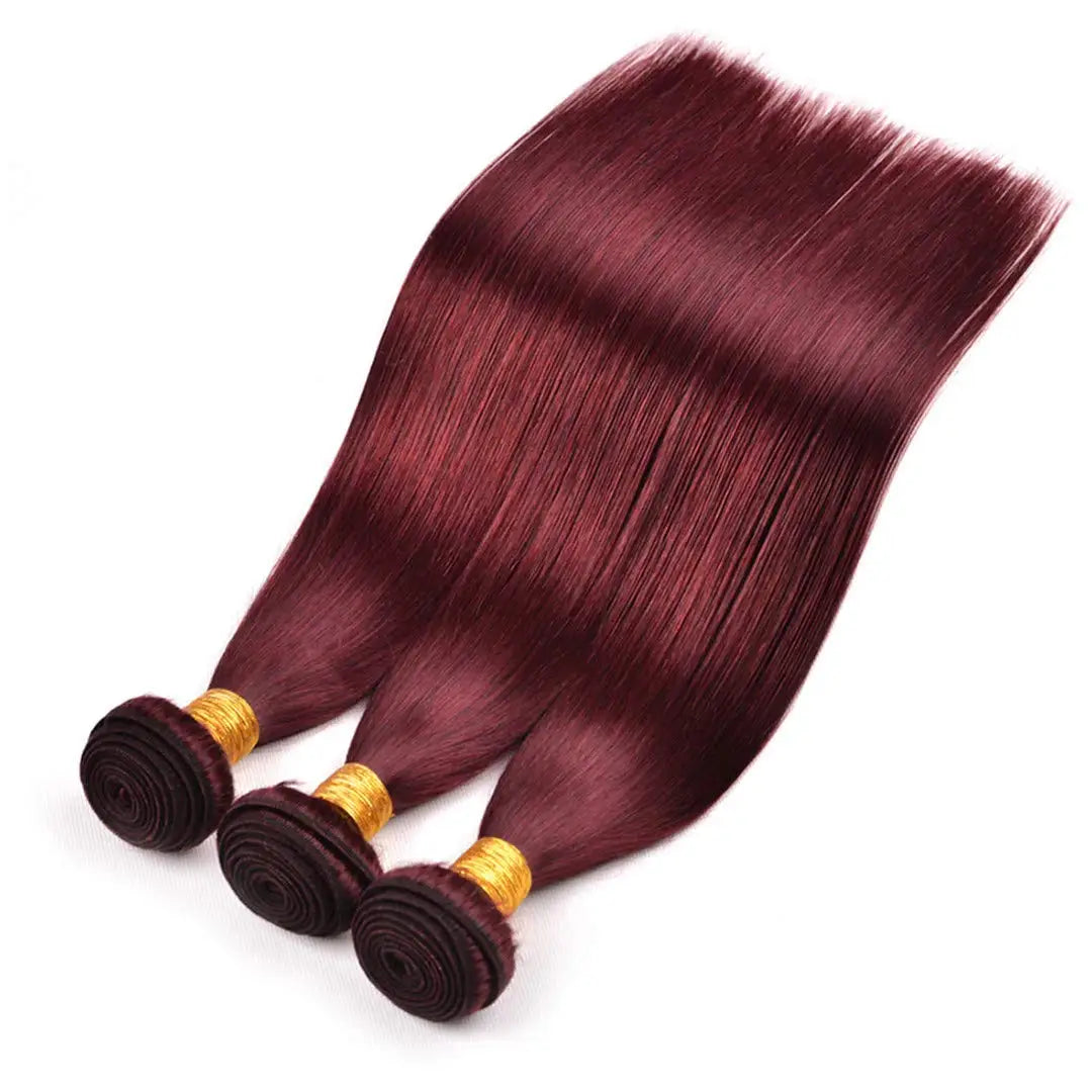 Hair Extensions and Wigs
Wine Red #99J Remy Human Hair Weave 16-28 inch Long Silky Straight  Unprocessed Virgin Brazilian Hair Weft Extensions for Women