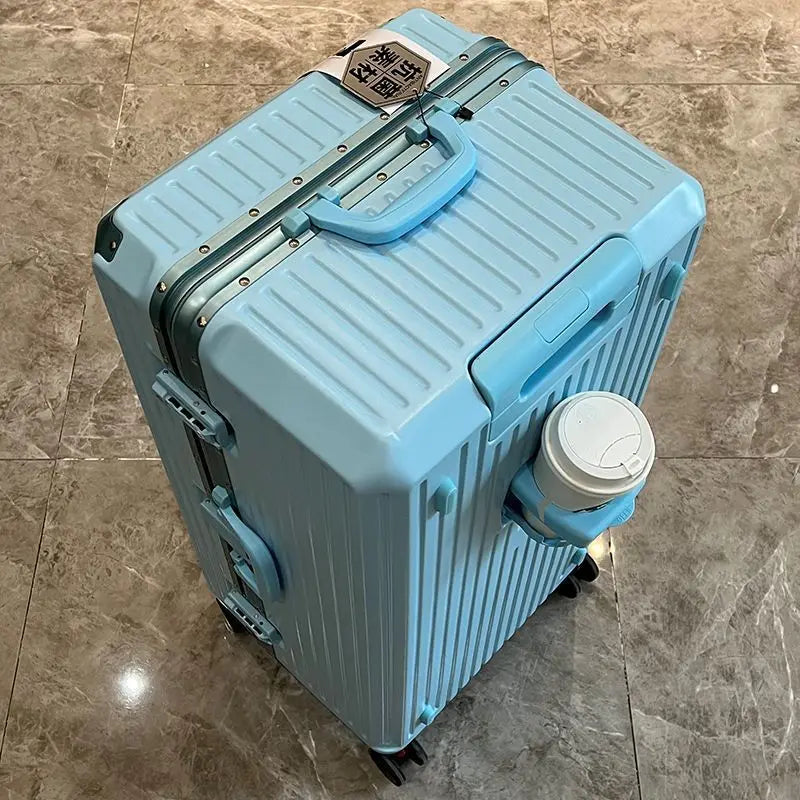 Travel Bag Large Capacity Travel Luggage Aluminum frame Suitcase pull rod Case 24/28/32 " with Cup Holder Travel Case Combination box