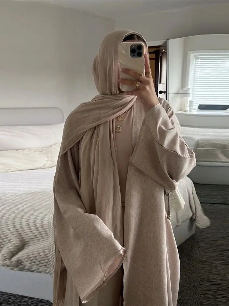 Similar Cotton Linen Batwing Kimono Abaya Dubai Islam Muslim Dress For Women Kebaya Kaftan Robe Musulmane Caftan Marocain Femme