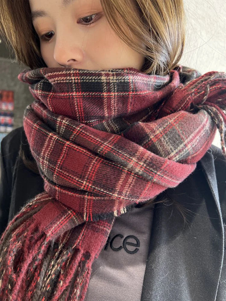 New High Quality Imitation Cashmere Women Scarf Winter Preppy Style Vintage Plaid Scarve Pashmina Mujer Foulard Blanket Wrap Shawl Pareo