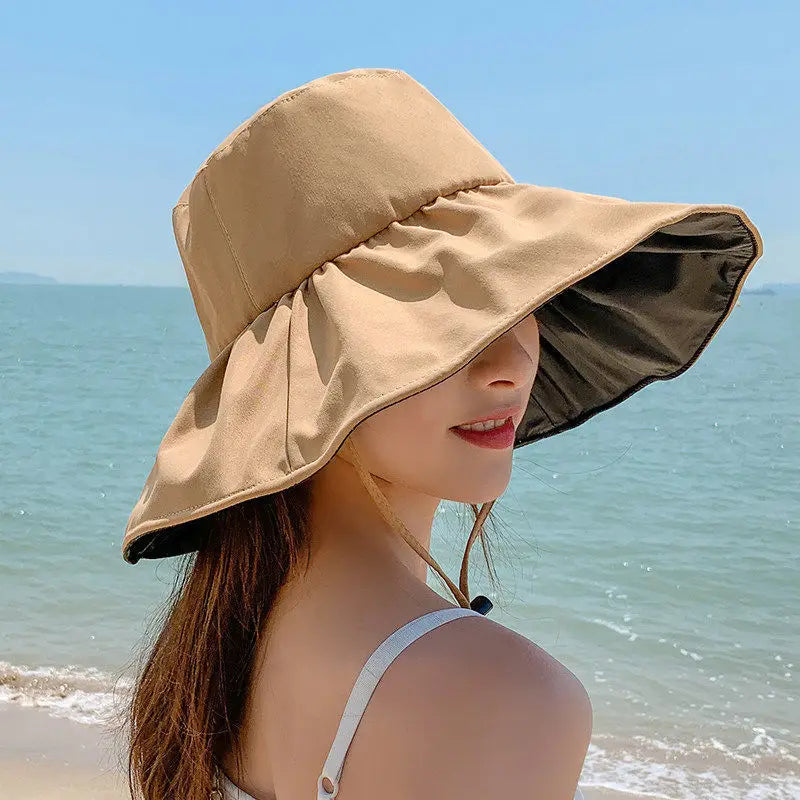 Hat  New Fashion Sunscreen Sun Hat Women Summer Face Cover Veratile UV Protection Fisherman Hat Goes With Luxury Elegant Hat