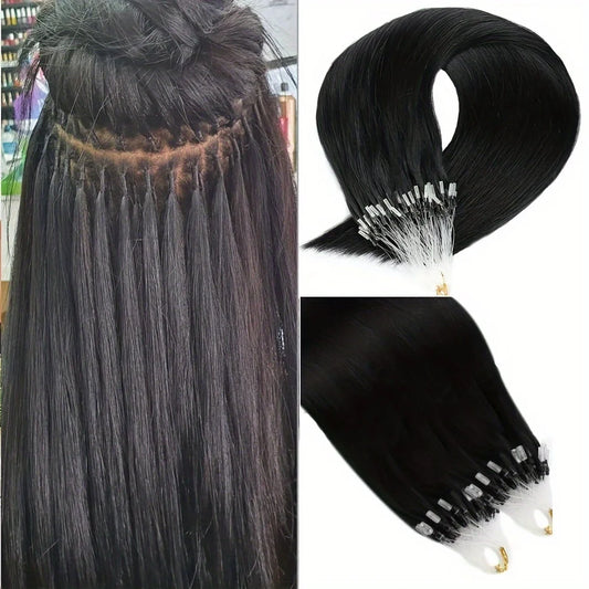 Hair Extensions and Wigs
Micro Loop Human Hair Extensions Fish Line Extension Human Hair Darkest Brown Micro Link Hair Extensions Natural Black For Women