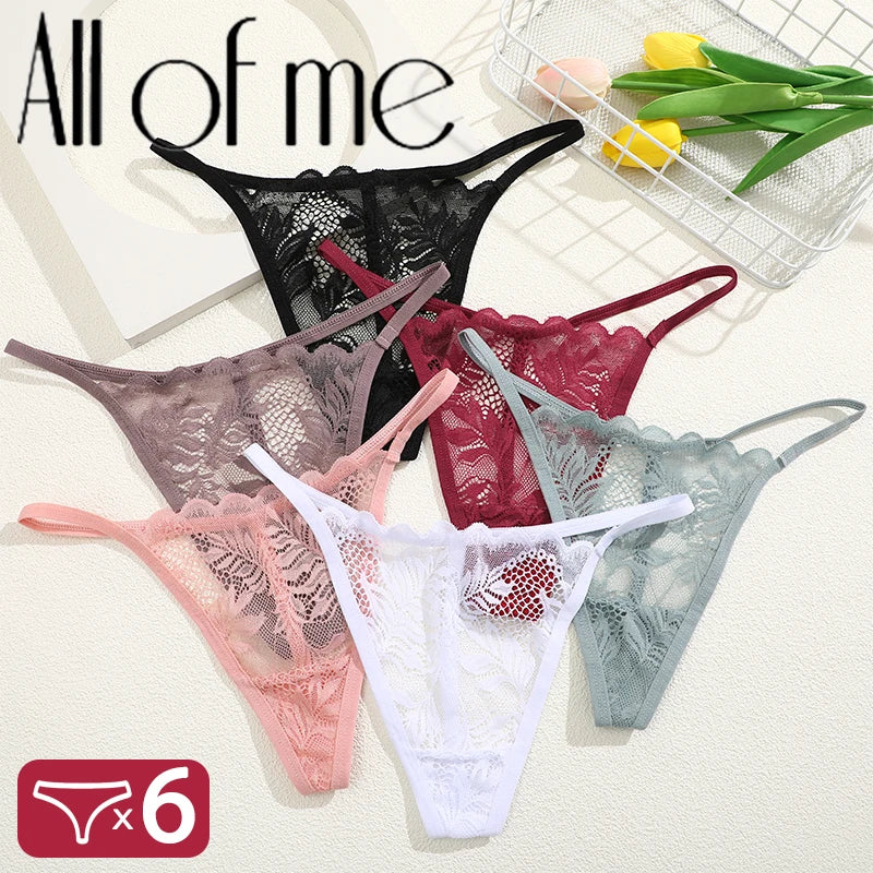 Panties
6Pcs/Set Lace Thong For Women Low Rise Soft Intimates Lingerie Sexy Lace Panties Color Ladies Comfortable Underpants Girls Panty