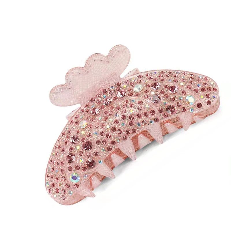 Elegant Look Luxury Full Rhinestone Hair Claws Acetate Hair Accessories For Women Large Long Crab Clasp  Hair Jewelry Bath Clips Hairpins