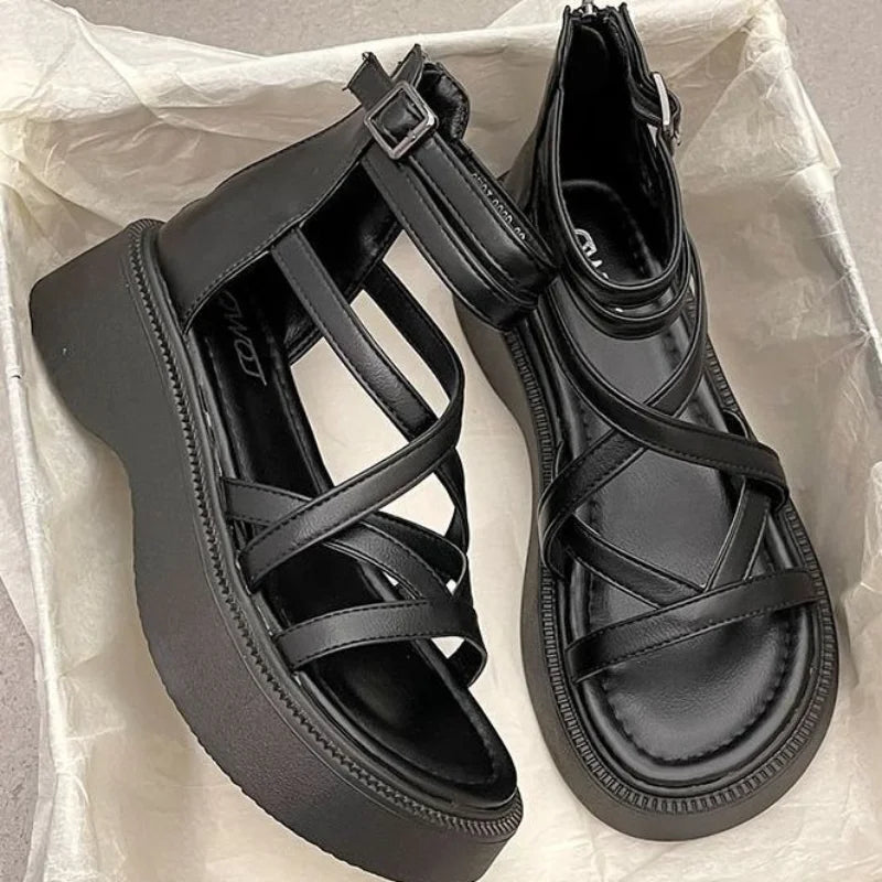 Flat Shoes Women  Sandals Women's New Hollow Open Toe Shoes Fashion Casual Sandals Female Designer Flat Roman Shoes Summer 2024