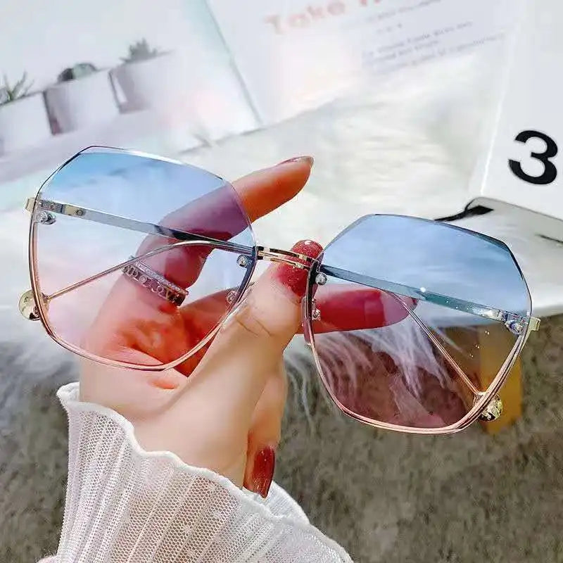 Women's Sunglasses Round Sunglasses Women Brand Designer Gradient Fashion Sun Glasses Female Rimless Metal  Oculos De Sol luxury designer