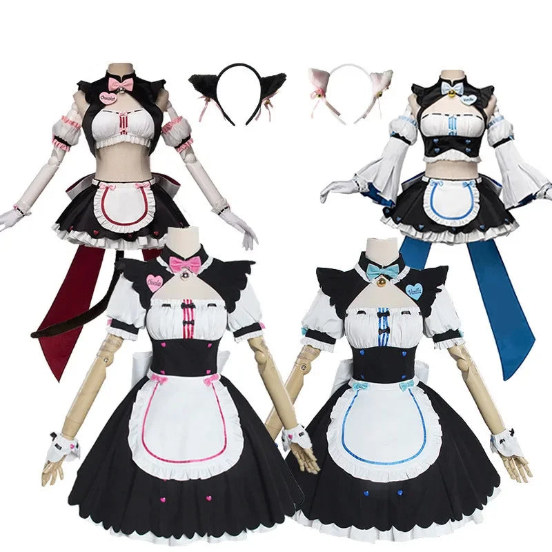 Exotic 
Game Cosplay Cat-girl Paradise NEKOPARA Vanilla Cosplay Costume Woman Maid Outfits Dress+Headwear+Ears+Socks Sexy Costumes