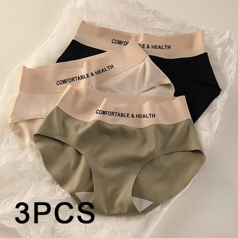 Panties
3PCS Sexy Women Panties Comfortable Breathable Lingerie Cozy Briefs Silk Satin Seamless Underwear Fitness Sports Hot Underpants