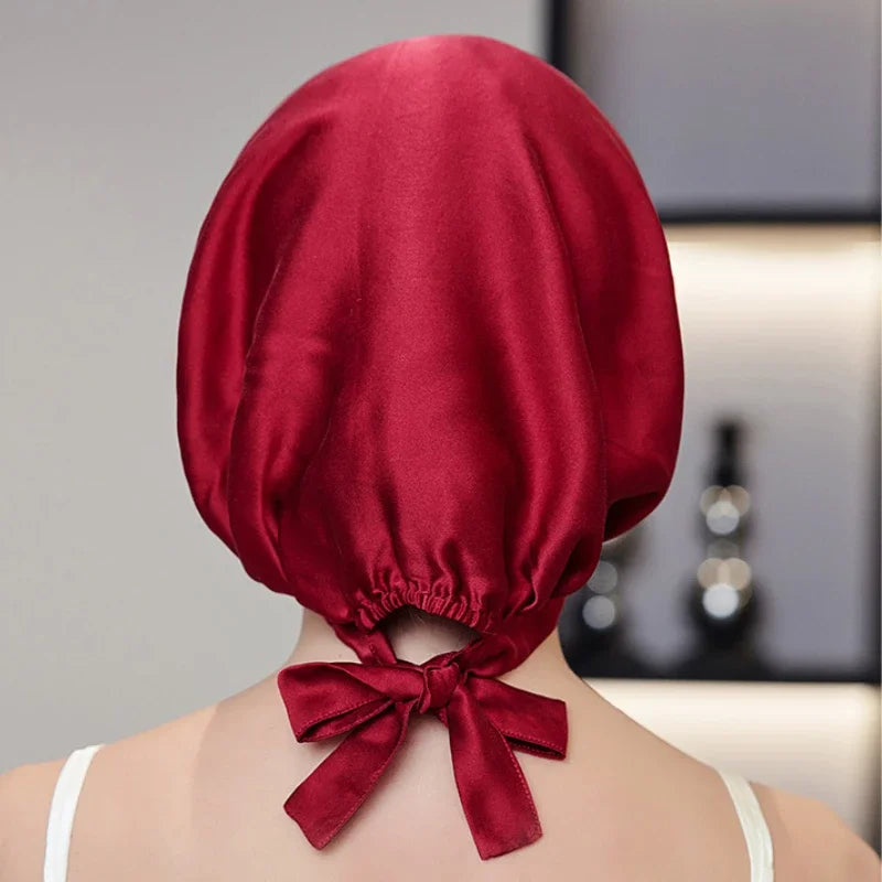 Elegant Look 100% Silk Bonnet For Women  Mulberry Silk Turban For Hair Sleeping Night Cap Hair Loss Sleep Natual Pure Silk Hair Wrap Headwrap