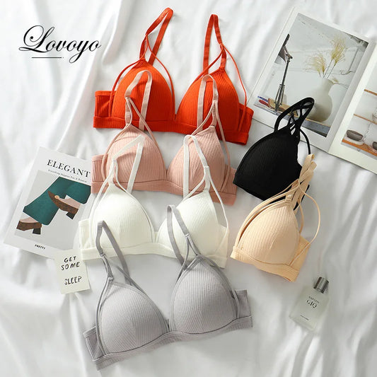 bras
Sexy Women Bra Wire Free Brassiere Push Up Lingerie French Triangle Cup Bra Underwear Thread Top Female Intimates Bralette