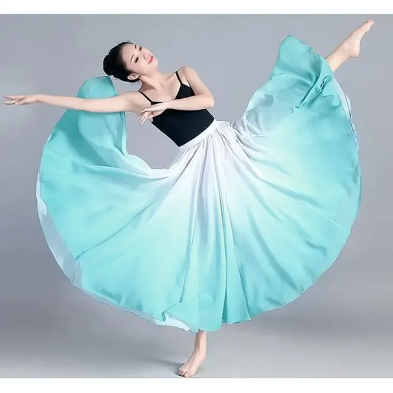 dancers  
Female Ethnic Classical Modern Dance Training Skirt Gradient Elegant Performance Swinging Skirt Wrapped 720 Degree Skirt