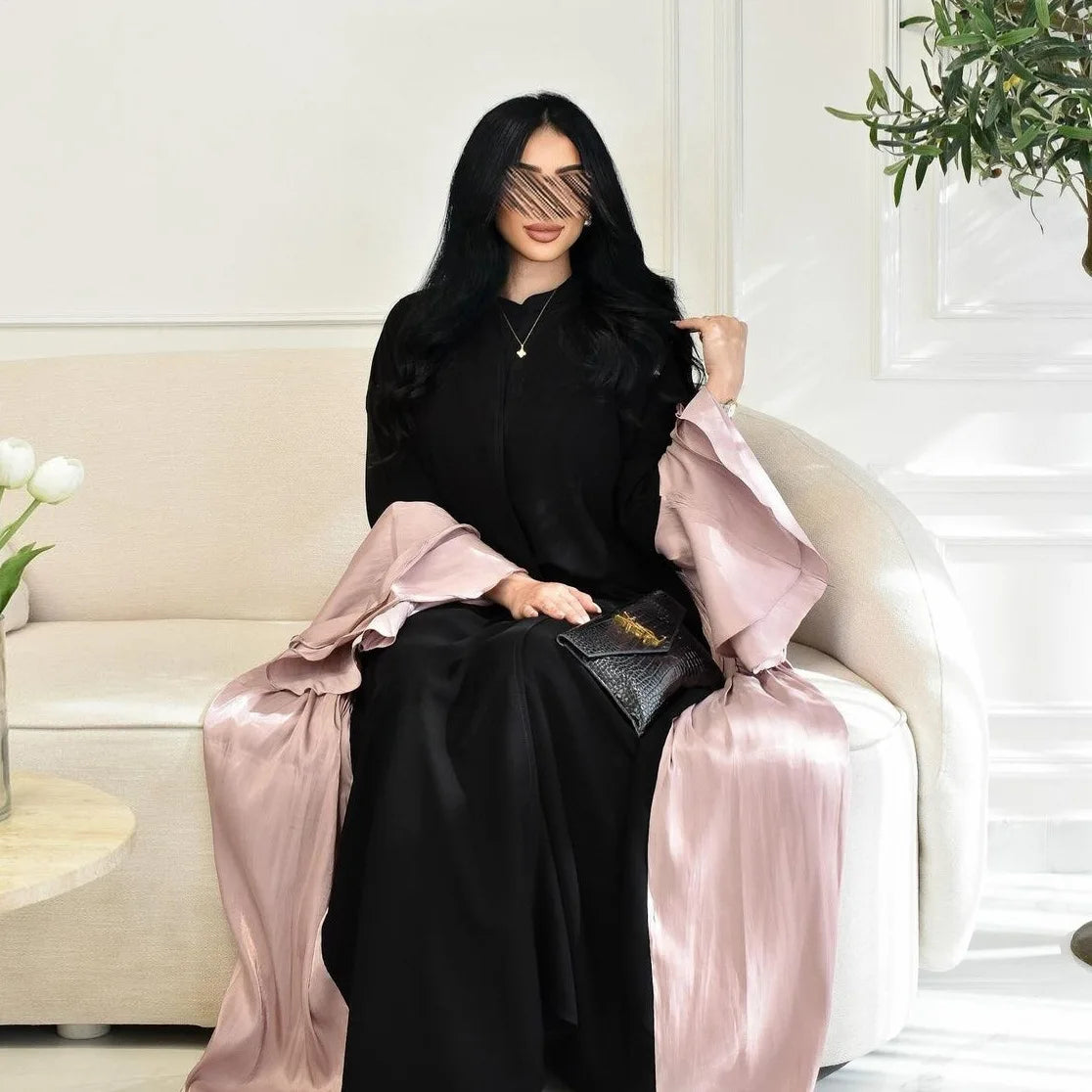 Ramadan Dubai Satin Flare Sleeve Modest Open Kimono Abaya Cardigan Islam Muslim Dress For Women Kaftan Kebaya Robe Musulmane