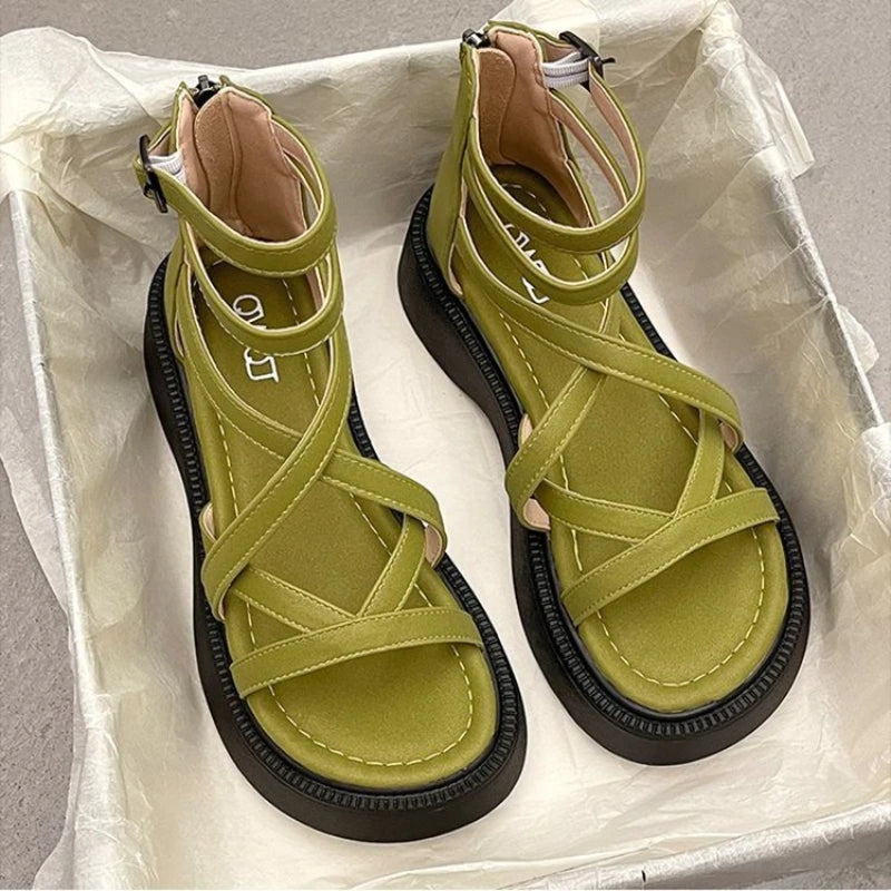 Flat Shoes Women  Sandals Women's New Hollow Open Toe Shoes Fashion Casual Sandals Female Designer Flat Roman Shoes Summer 2024