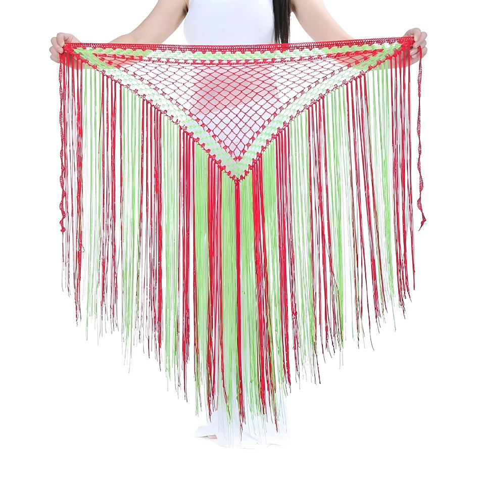 dancers  
Two-Color Argentine Style Triangle Scarf Shawl Belly Dance Costume Belly Dance Waist Chain Belly Dance Hip Scarf Mermaid