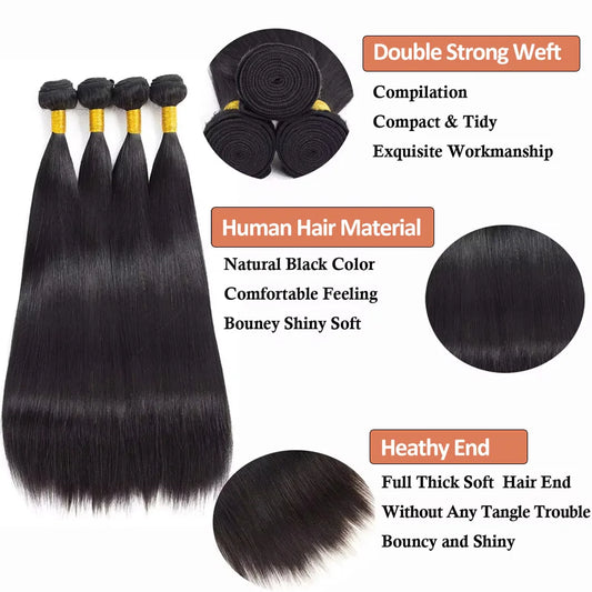 Hair Extensions and Wigs
Cosdelu Brazilian Bone Straight Human Hair 3 4 Bundles Raw Virgin Remy Hair Extensions Double Weft Wholesale 30 36 Inch Bundle