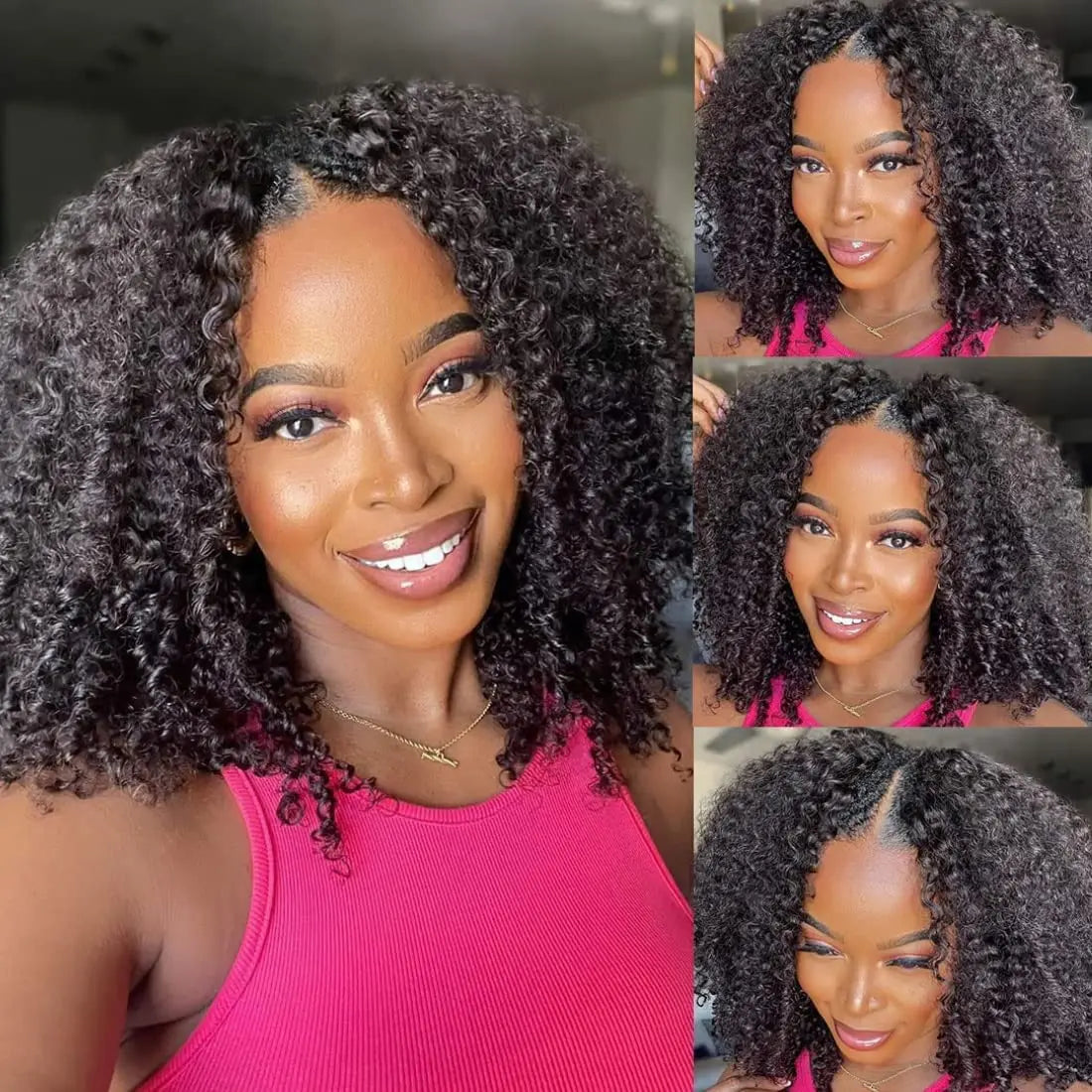 Hair Extensions and Wigs
Kinky Curly V Part Bob Wig Human Hair No Leave Out Glueless Wigs Vpart Human Hair Pre Plucked Upgrade U part Wigs Human Hair