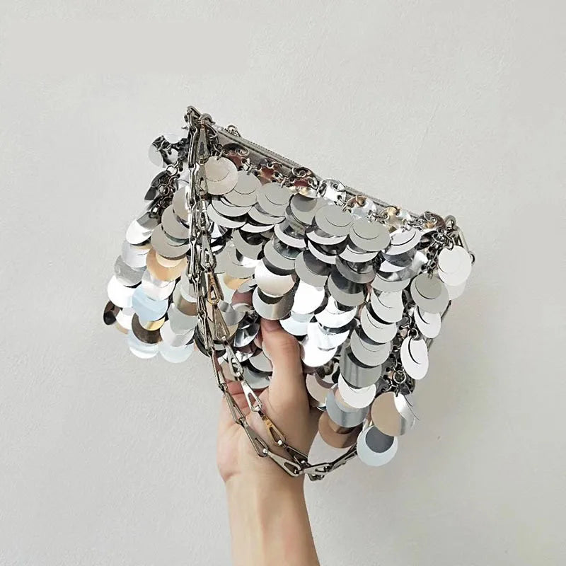 Handbags Sequins Handbags Silver Bag Women Small Tote Bag Bling Bling Fashion Lady Bucket Handbags Girls Glitter Purses 2023