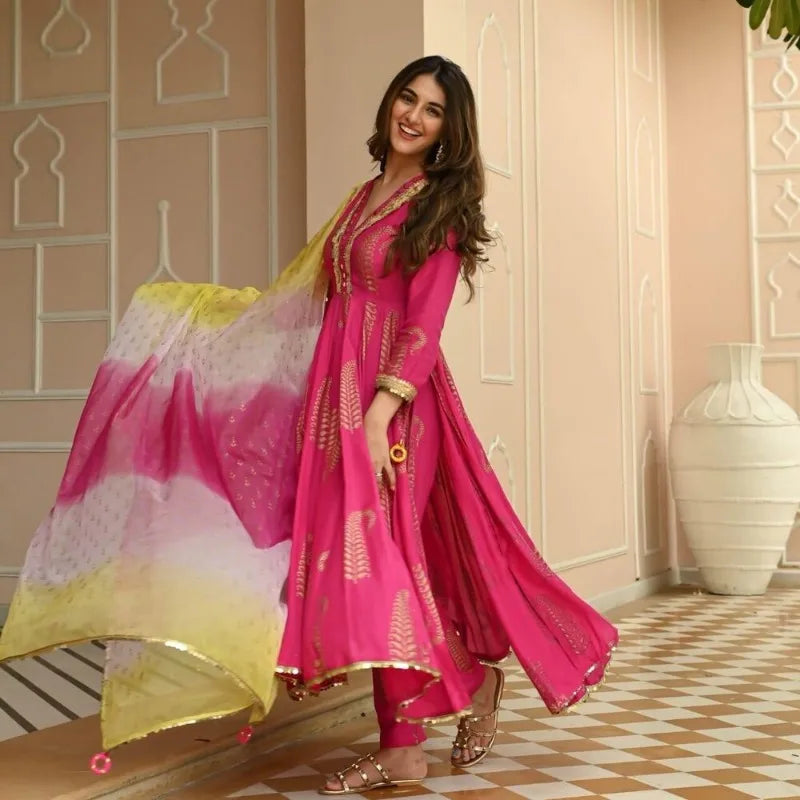 India and Pakistan Clothing 
Rayon Designer India Pakistan Pink Salwar Kameez Dress Party Suit Wedding