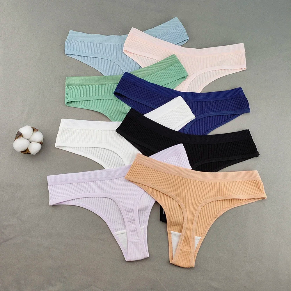 Panties
10 Pcs/Pack Sexy Thong Women Cotton Underwear Classic Simple Sports Underpants Cozy Breathable G-string Panties Fast Shipping