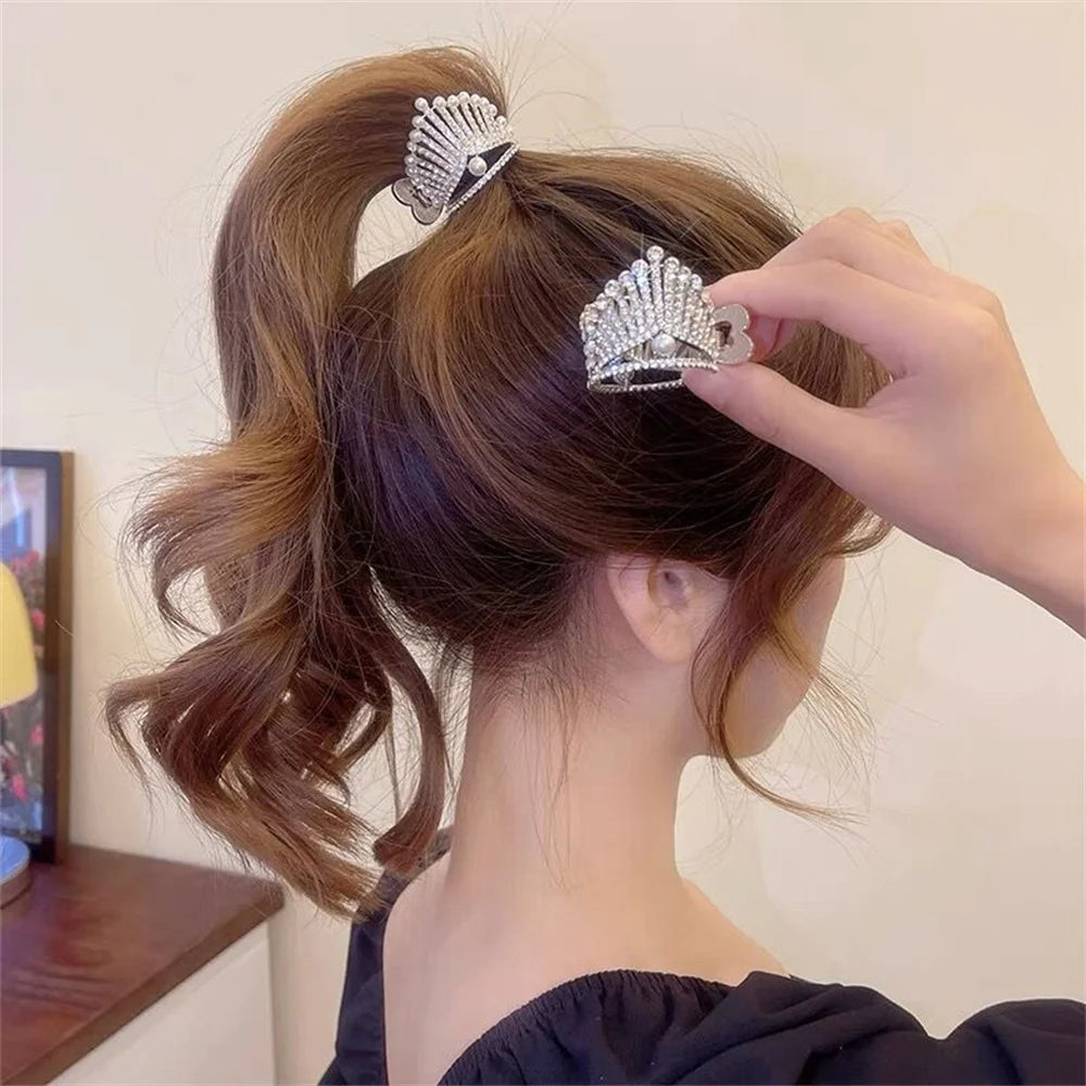 Elegant Look Fashion Zircon Pearl Metal Hair Claw High Ponytail Holder for Women Girls 2022 New Trendy Korea Luxury Hair Clip Accessories