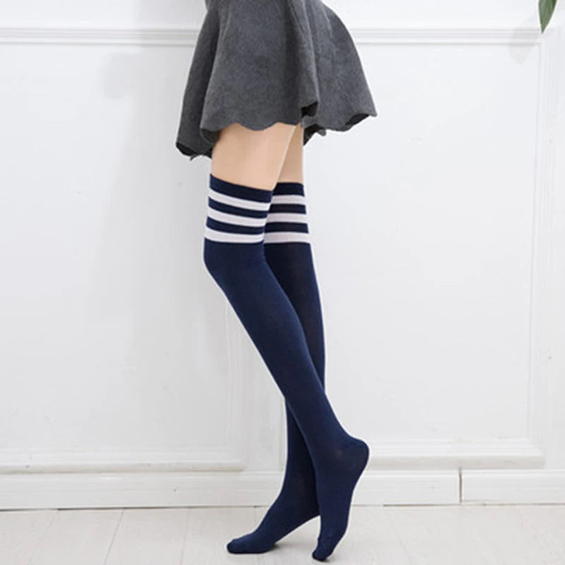 Stockings 
Black White Striped Long Socks Women Sexy Over Knee Thigh High Socks Over The Knee Stockings Ladies Girls Warm Long Tube Socks