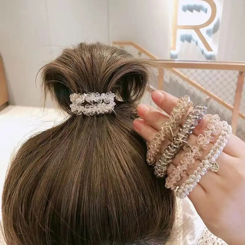 Elegant Look High End and Elegant Korean Crystal Hair Loop Tie with Fashionable Temperament Headband Hair Accessories Light Luxury Hair Rope