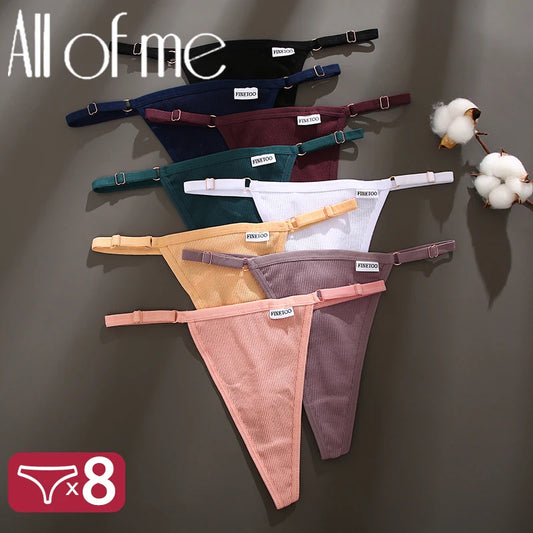 Panties
8PCS/Set G-String Cotton Panties Sexy Women's Underwear T-Back Lingerie Pantys Female Low Rise Intimates Adjustable Strap Thongs