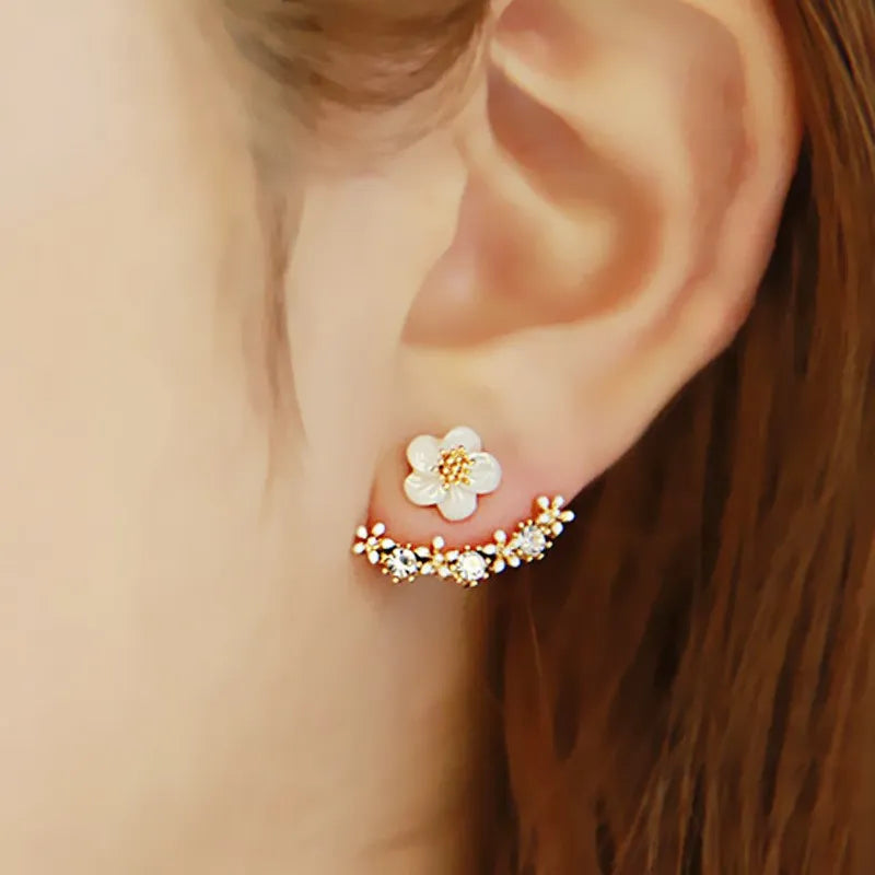 Earring  Luxury Crystal Flower Drop Dangle Earrings for Women Fashion Statement Wedding Ear Jewelry Accessory Pearl Party Wholesale