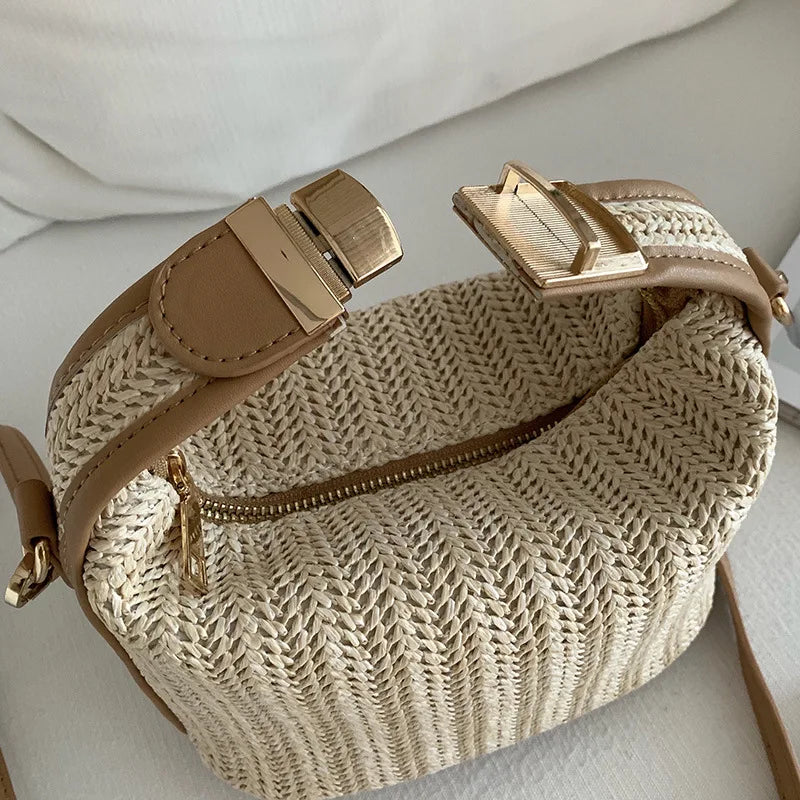 Handbags Straw Crossbody Bag For Women 2023 New Fashion Small Knitting Tote Bag Bohemian Summer Purse  Handbag Travel Bucket Beach Bags