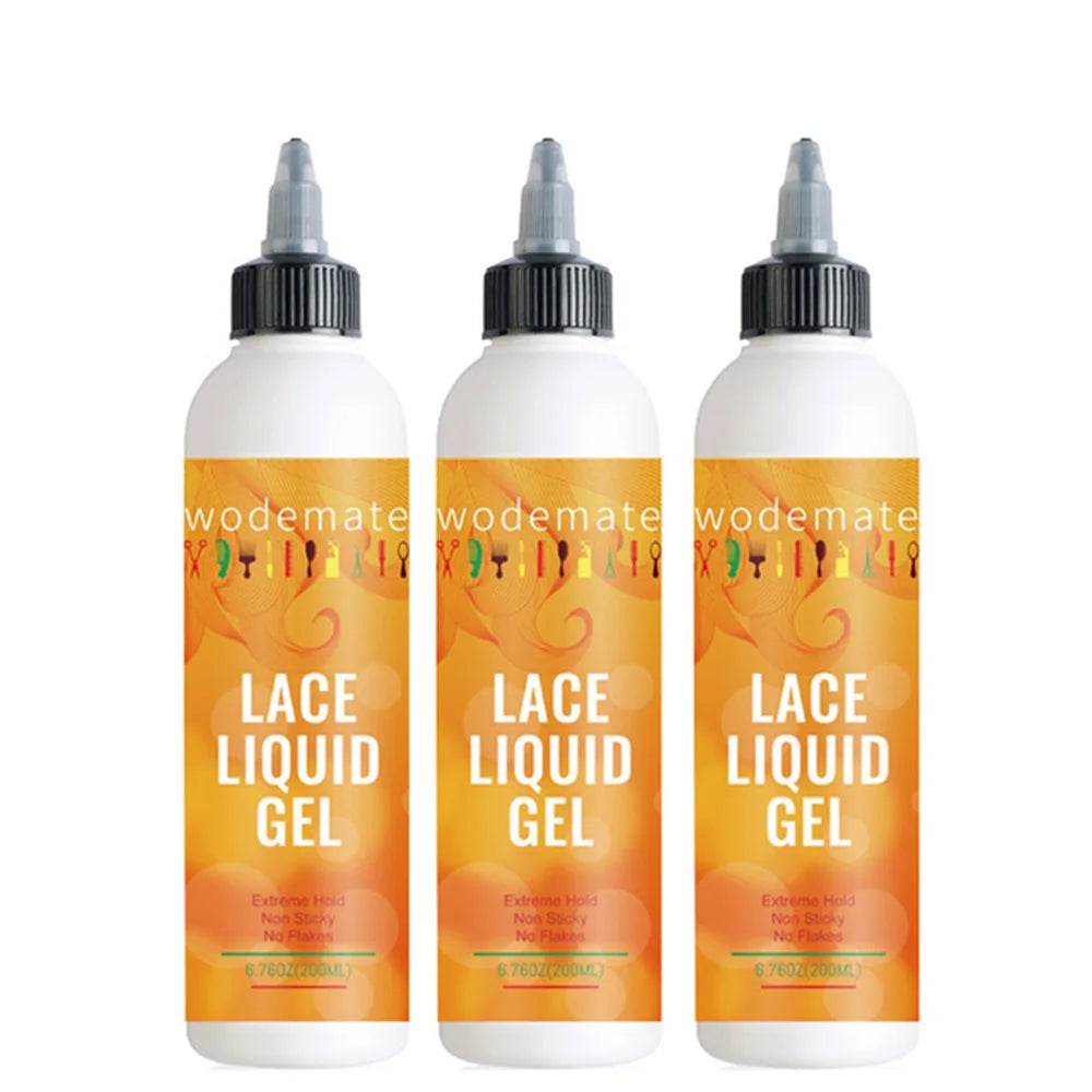 Hair Extensions and Wigs
200ml Lace Liquid Gel Extreme Hold Frontal Wig Glueless Lace Gel Temporary Hold Clear Adhesive Invisible Glue For Edge Styling