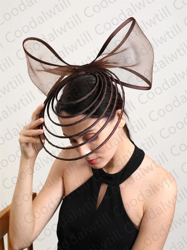 Hat Elegant Fascinator For Women Wedding Hat Heaband Ladies Derby Race Luxury Designer Headwear With Bow Hair Accessories Hair Clips