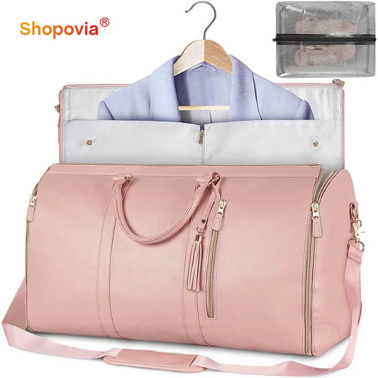 Travel Bag Fashion Large PU Folding Suit Storage Bag Women High Capacity Luggage Handbag Travel Sport Outdoor Multi Function Organizer