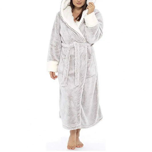 Winter Warm Sleepwear 
Stylish Plus Size Tight Waist Autumn Winter Bathrobe Women Winter Nightie Loose  Keep Warm